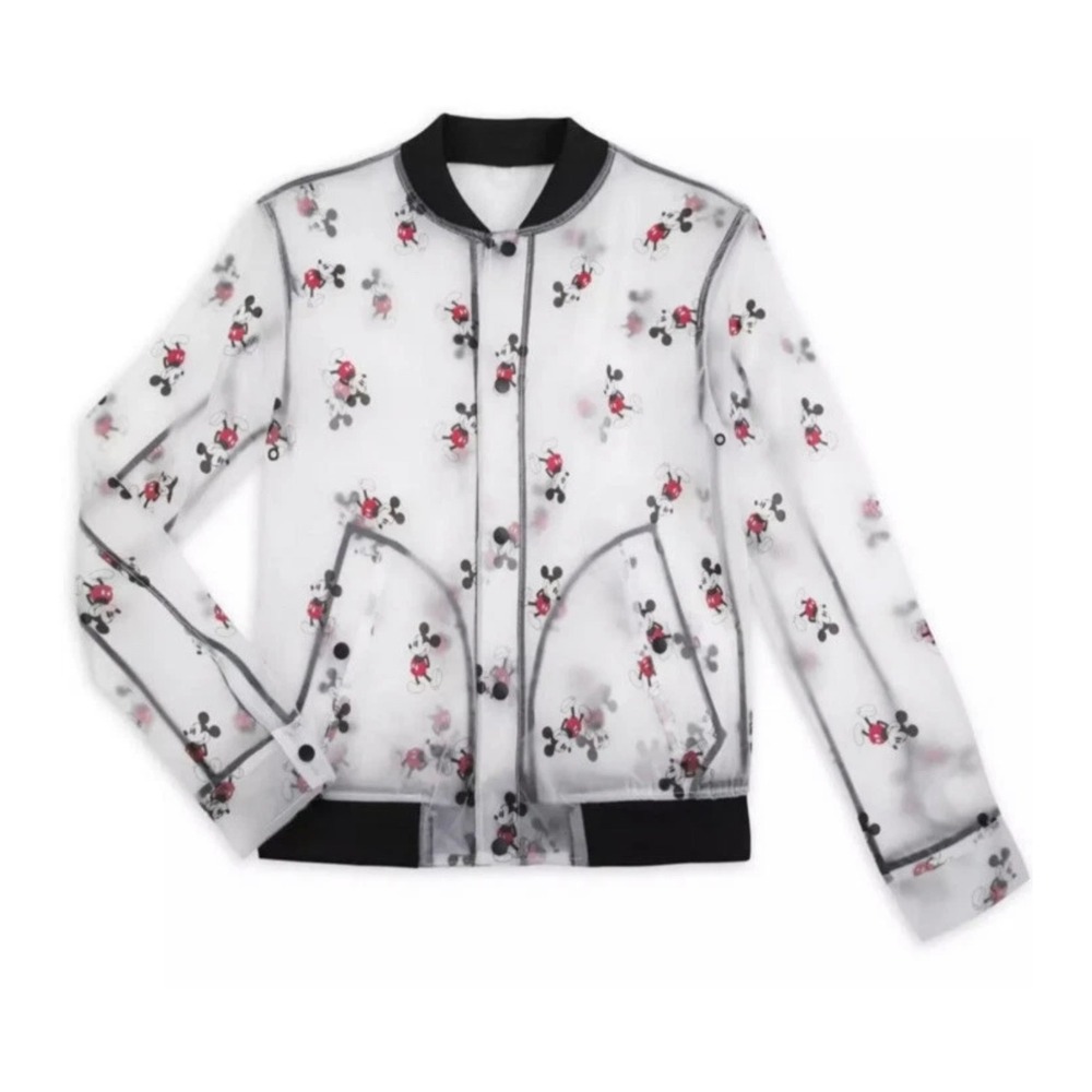 Disney‎ Mickey Mouse Sheer Bomber Jacket Novelty Print Lightweight S